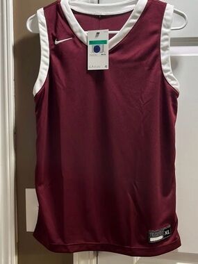 Nike Maroon Basketball Tank with White Trim